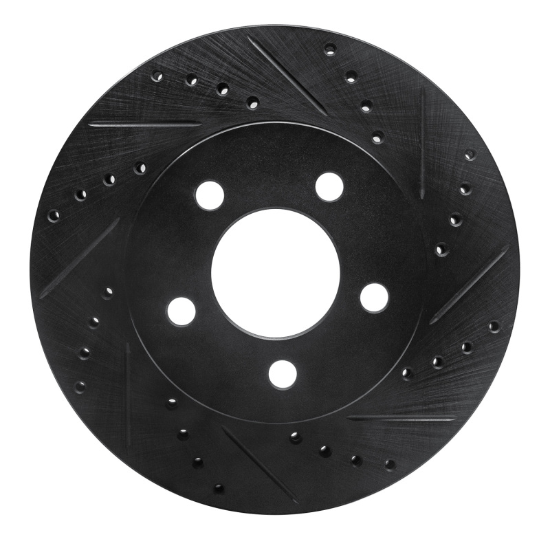 R1 02-07 Jeep Liberty Front Right Drilled & Slotted Black Brake Rotor