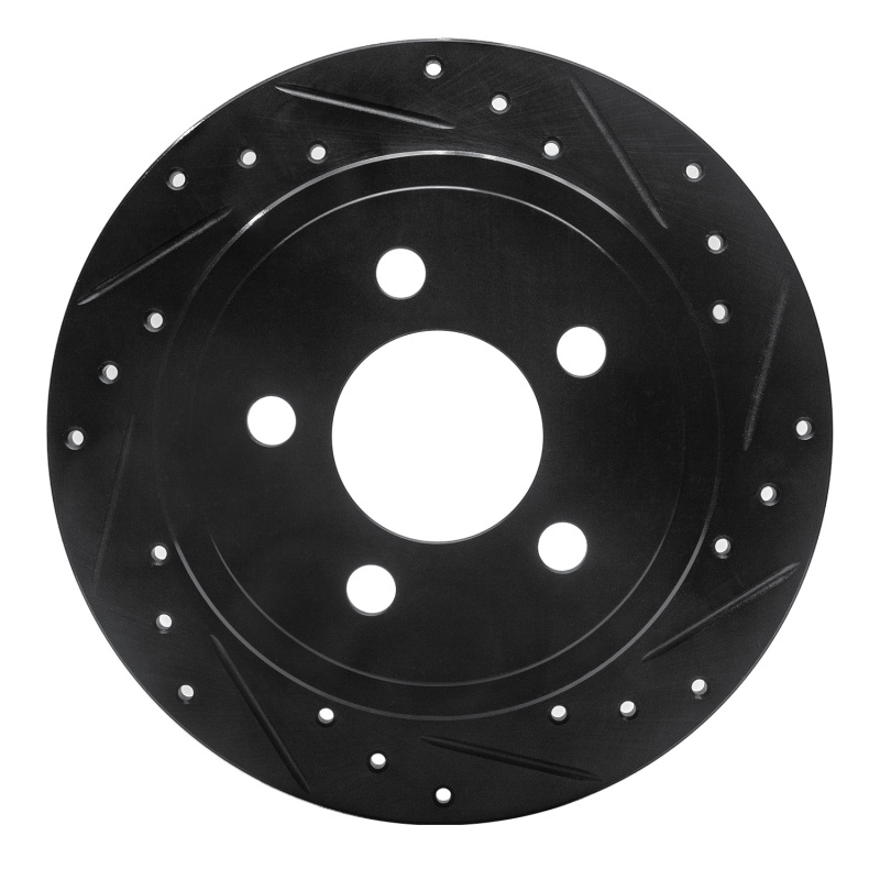 R1 03-07 Jeep TJ (Canada - See Wrangler for US) Rear Right Drilled & Slotted Black Brake Rotor