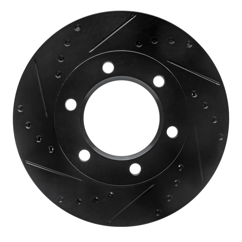 R1 71-91 Chevrolet K10 Front Left Drilled & Slotted Black Brake Rotor
