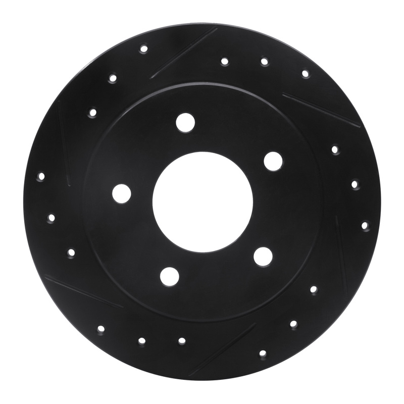 R1 88-94 Buick Regal Rear Left Drilled & Slotted Black Brake Rotor
