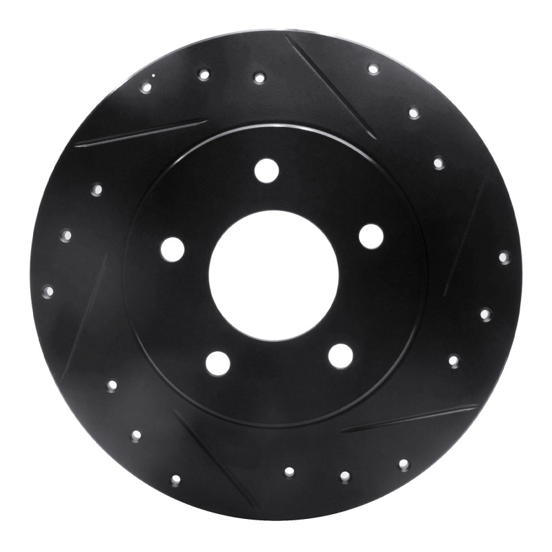 R1 94-99 Buick Regal Rear Right Drilled & Slotted Black Brake Rotor