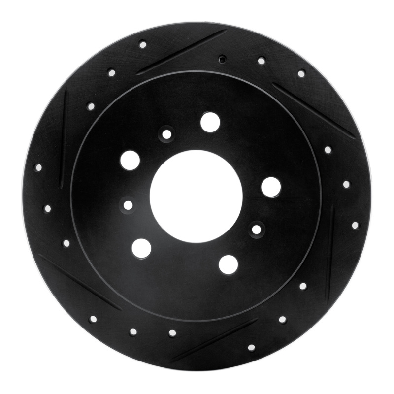 R1 06-10 Buick Allure Rear Left Drilled & Slotted Black Brake Rotor