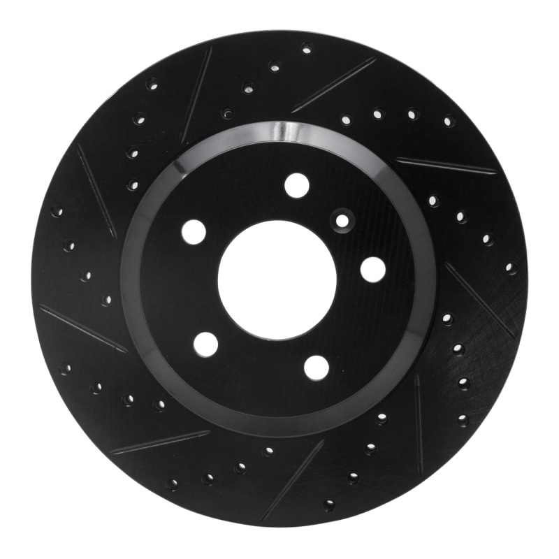 R1 06-16 Buick Lucerne Front Left Drilled & Slotted Black Brake Rotor