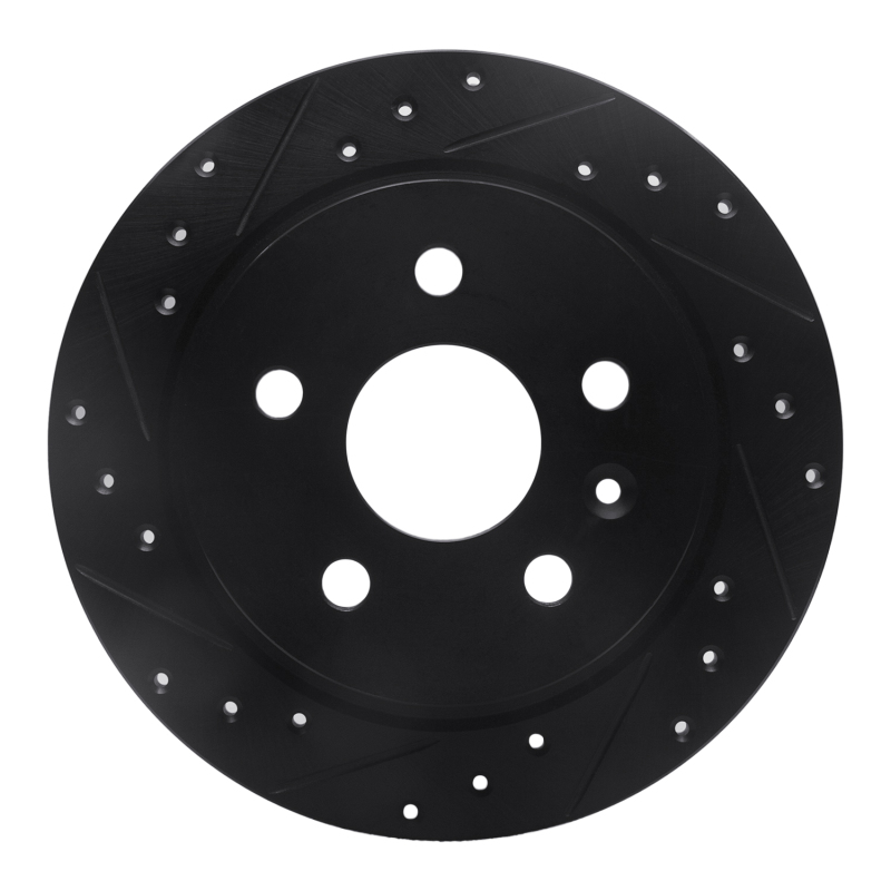 R1 11-16 Buick Regal Rear Left Drilled & Slotted Black Brake Rotor