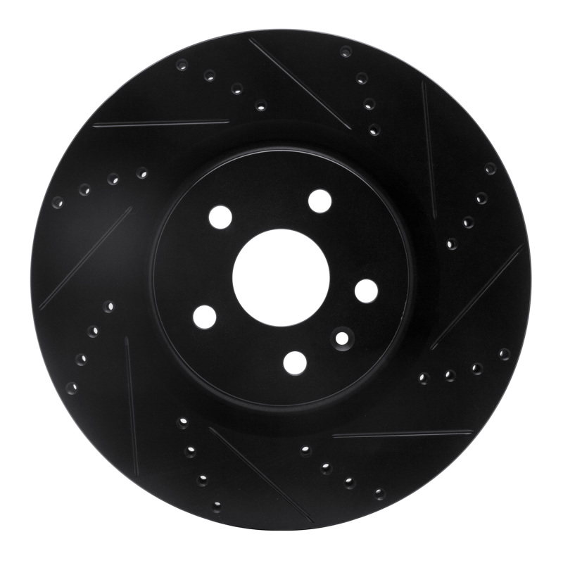 R1 09-17 Buick Regal Front Right Drilled & Slotted Black Brake Rotor