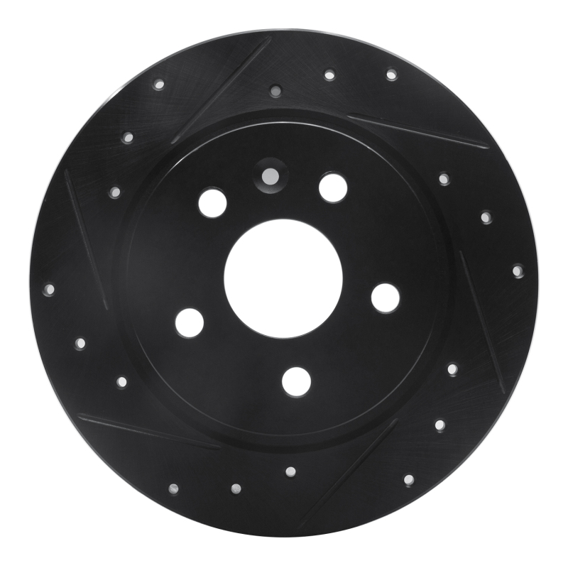R1 11-22 Buick Encore Rear Left Drilled & Slotted Black Brake Rotor