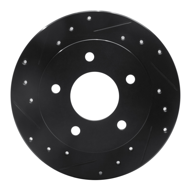 R1 86-92 Buick Reatta Rear Left Drilled & Slotted Black Brake Rotor