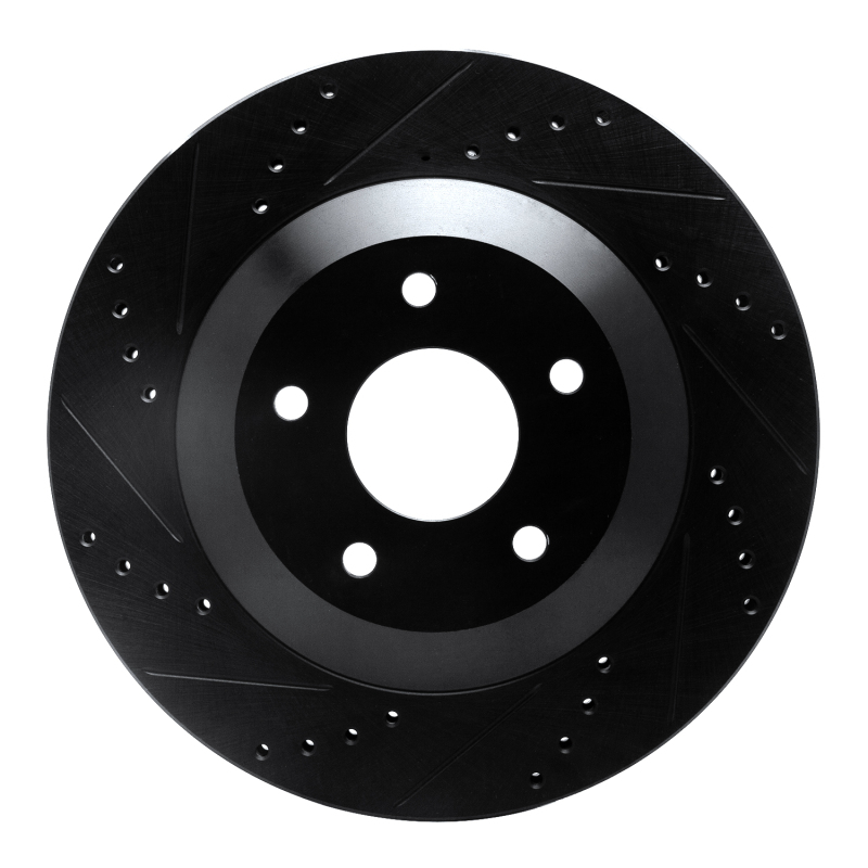 R1 97-09 Cadillac XLR Right Front Drilled & Slotted Black Brake Rotor