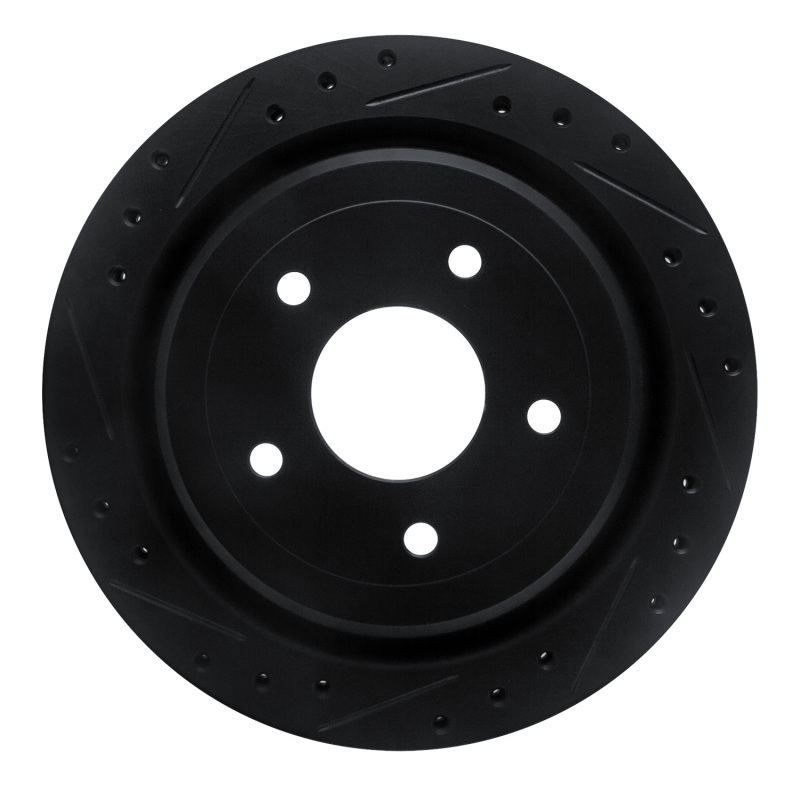 R1 97-13 Cadillac XLR Rear Left Drilled & Slotted Black Brake Rotor