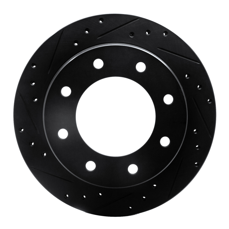 R1 00-11 Cadillac DTS Rear Left Drilled & Slotted Black Brake Rotor