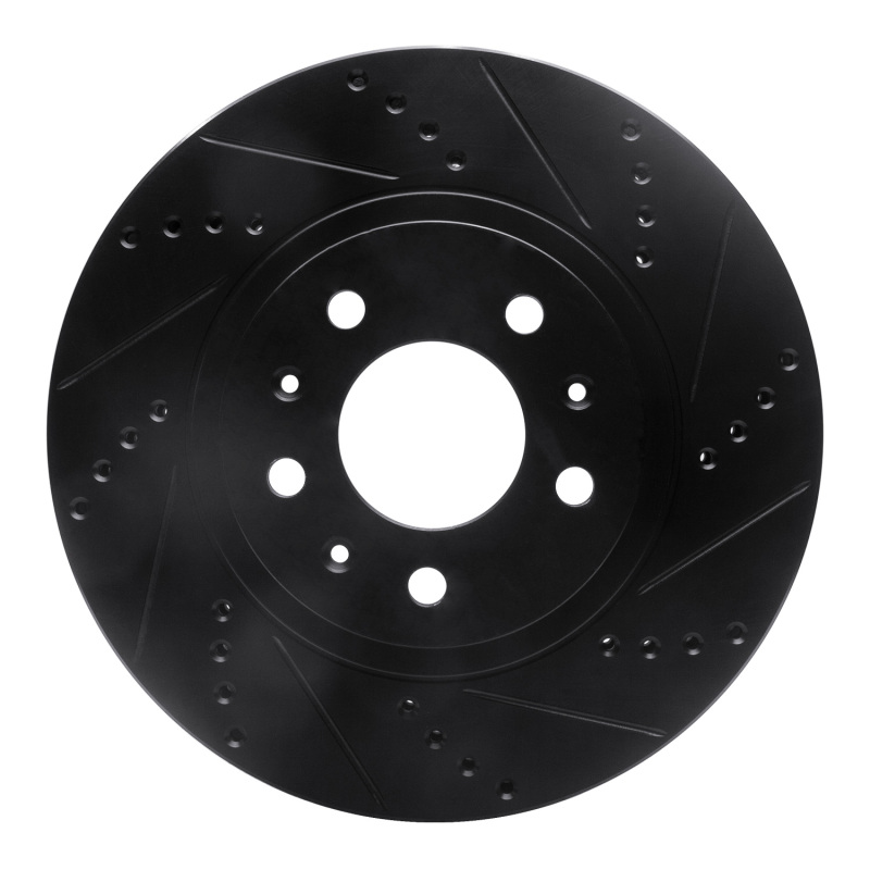 R1 03-07 Cadillac CTS Front Right Drilled & Slotted Black Brake Rotor
