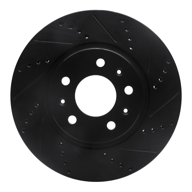 R1 03-08 Cadillac STS Front Right Drilled & Slotted Black Brake Rotor