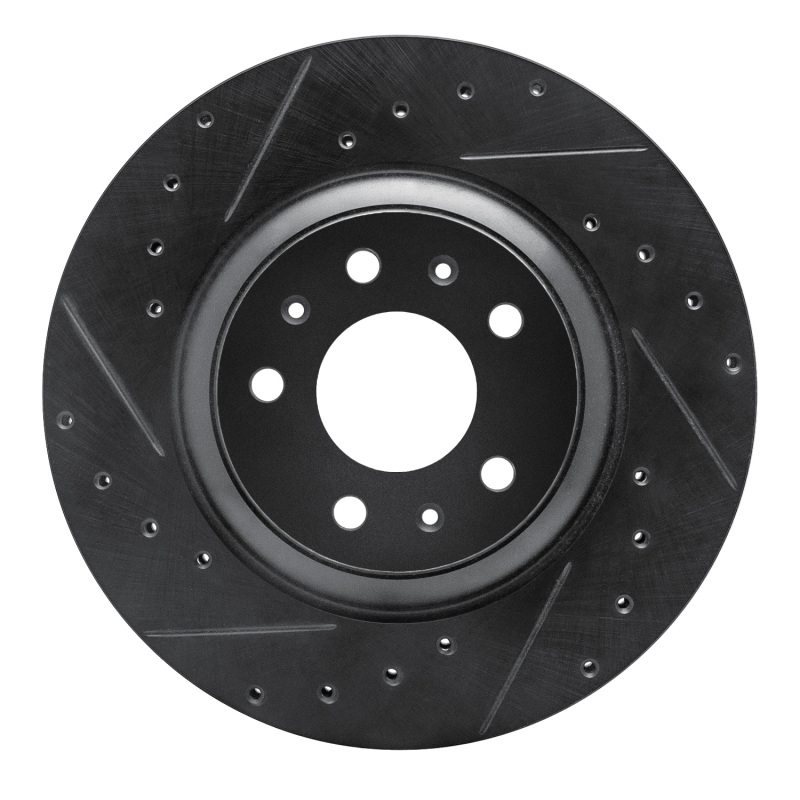 R1 04-08 Cadillac CTS Front Left Drilled & Slotted Black Brake Rotor