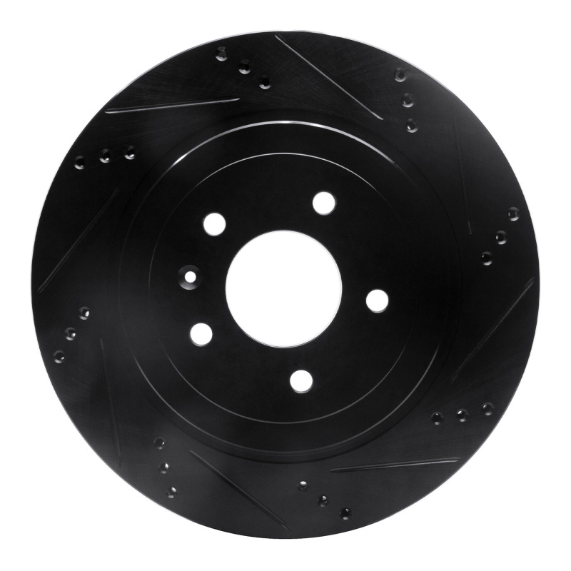 R1 05-11 Cadillac CTS Rear Right Drilled & Slotted Black Brake Rotor