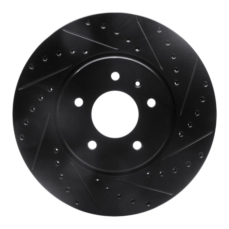 R1 09-11 Cadillac STS Front Right Drilled & Slotted Black Brake Rotor
