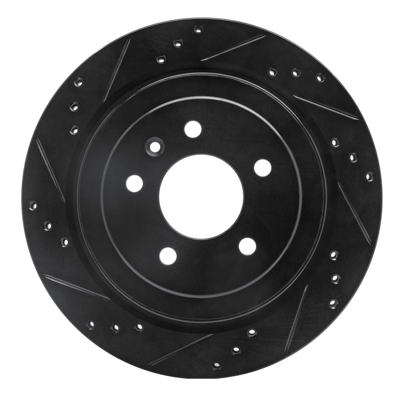 R1 13-19 Cadillac ATS Rear Left Drilled & Slotted Black Brake Rotor