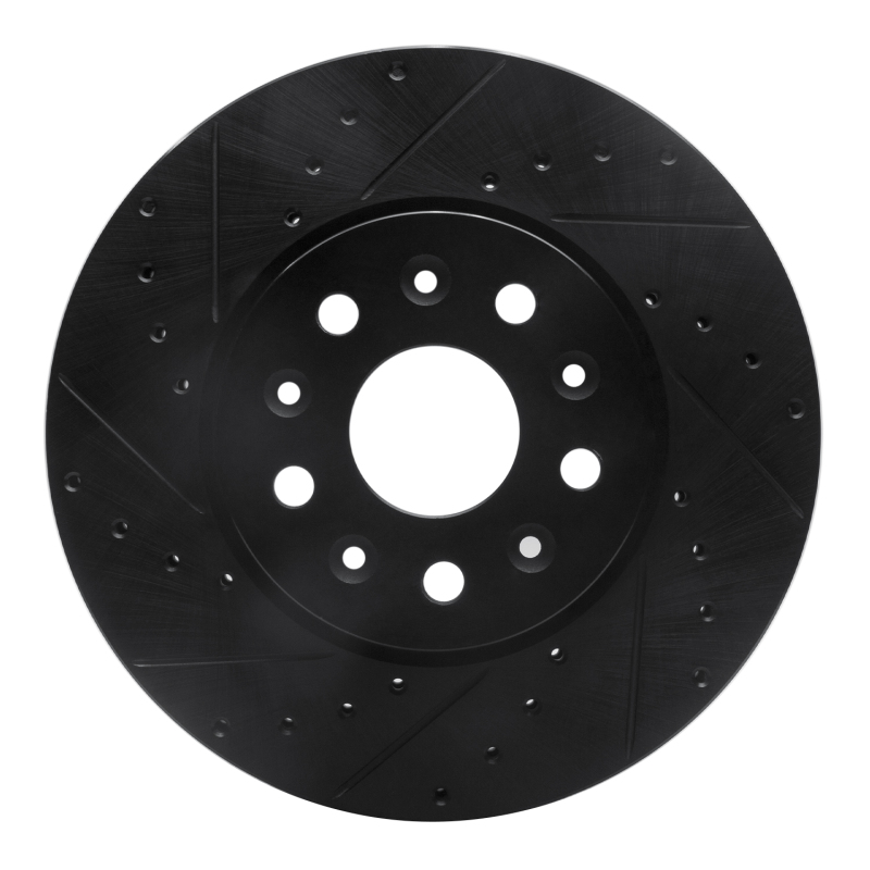 R1 14-20 Cadillac CTS Front Left Drilled & Slotted Black Brake Rotor