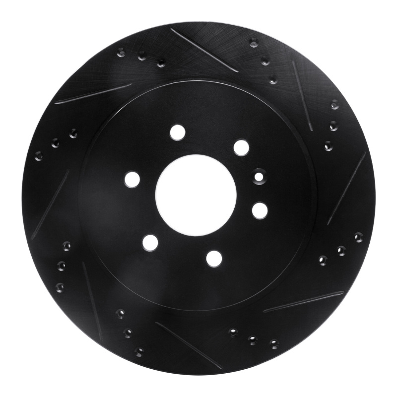 R1 04-09 Cadillac SRX Rear Right Drilled & Slotted Black Brake Rotor