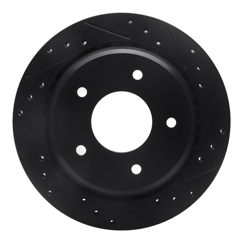 R1 94-96 Chevrolet Impala Rear Right Drilled & Slotted Black Brake Rotor