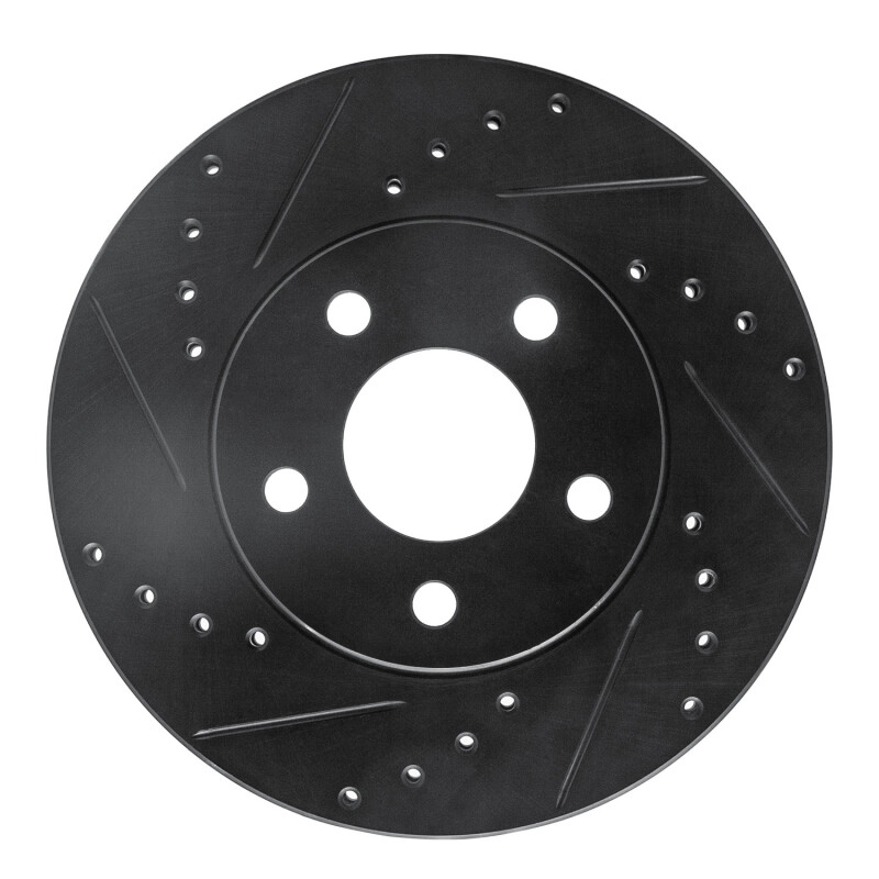 R1 04-08 Chevrolet Malibu Front Left Drilled & Slotted Black Brake Rotor
