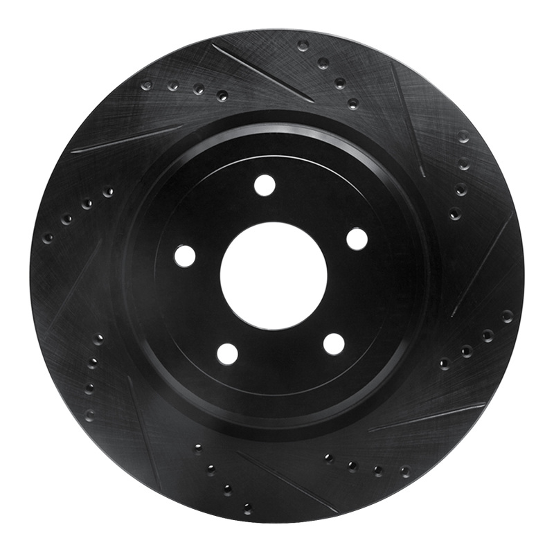 R1 06-13 Chevrolet Corvette Rear Right Drilled & Slotted Black Brake Rotor