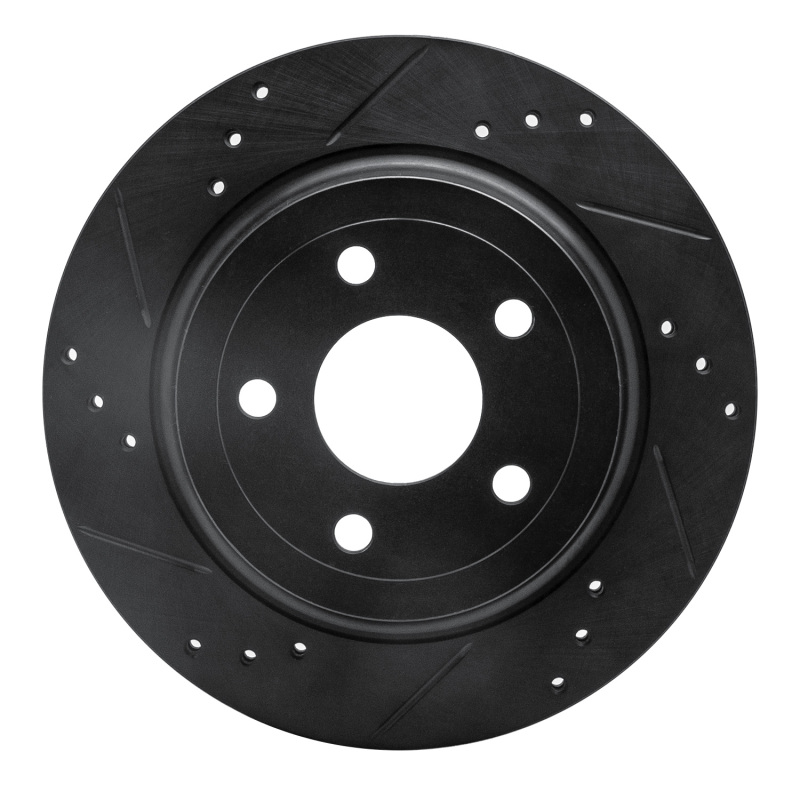R1 08-10 Chevrolet Cobalt Rear Left Drilled & Slotted Black Brake Rotor
