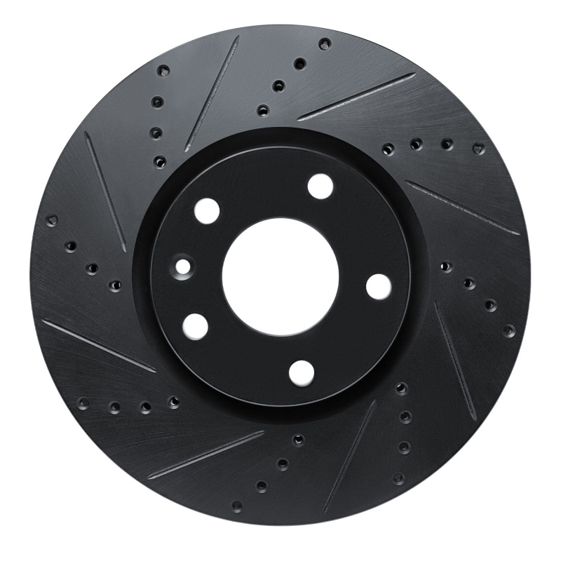 R1 14-19 Chevrolet Corvette Front Left Drilled & Slotted Black Brake Rotor