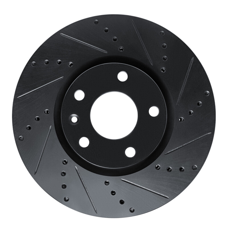 R1 14-19 Chevrolet Corvette Front Right Drilled & Slotted Black Brake Rotor