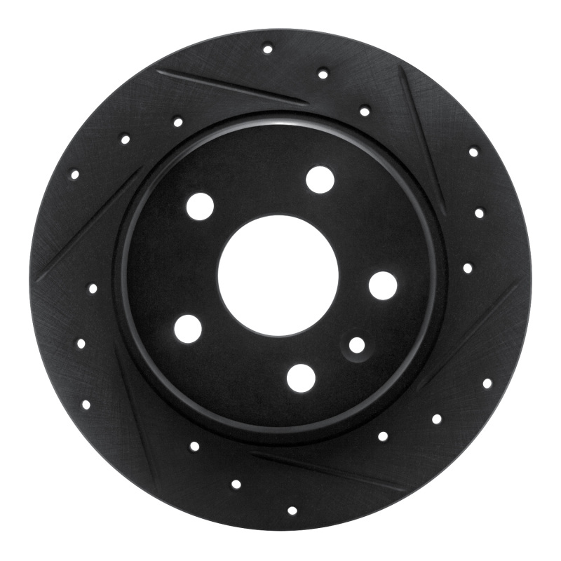 R1 16-23 Chevrolet Cruze Rear Right Drilled & Slotted Black Brake Rotor
