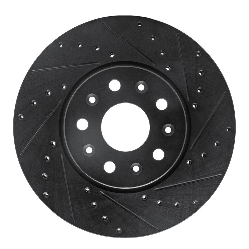 R1 16-25 Cadillac CT5 Front Right Drilled & Slotted Black Brake Rotor