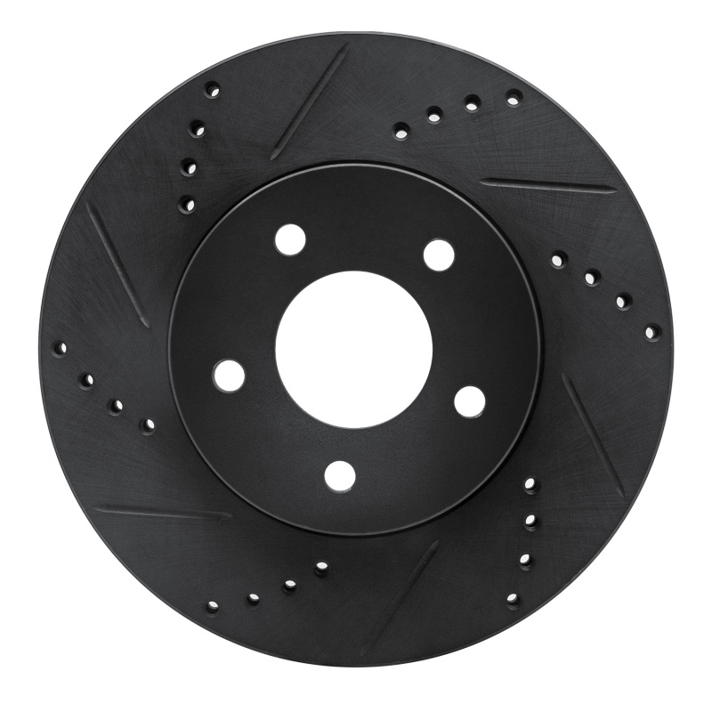 R1 02-07 Chevrolet Equinox Front Left Drilled & Slotted Black Brake Rotor