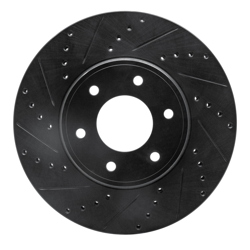R1 06-09 Chevrolet Trailblazer Front Left Drilled & Slotted Black Brake Rotor