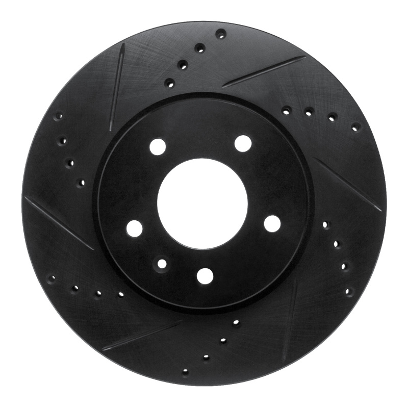 R1 07-15 Chevrolet Captiva Front Left Drilled & Slotted Black Brake Rotor