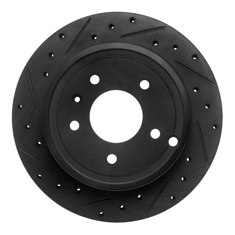 R1 07-15 Chevrolet Equinox Rear Left Drilled & Slotted Black Brake Rotor