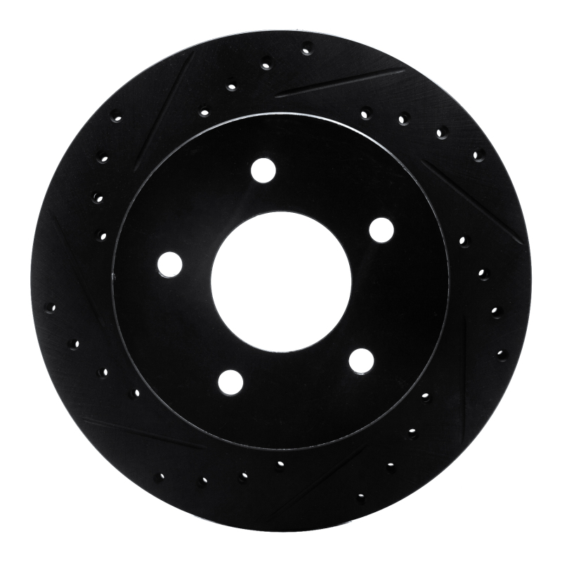 R1 90-02 Chevrolet ASTRO Front Left Drilled & Slotted Black Brake Rotor