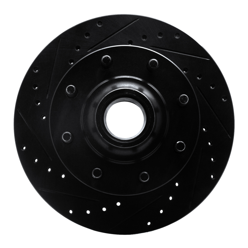 R1 93-95 Chevrolet G30 Front Left Drilled & Slotted Black Brake Rotor