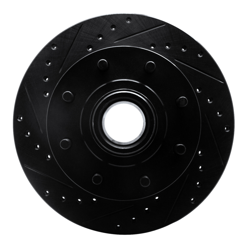 R1 92-02 Chevrolet G30 Front Left Drilled & Slotted Black Brake Rotor