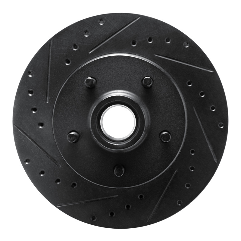 R1 93-95 Chevrolet G20 Front Left Drilled & Slotted Black Brake Rotor