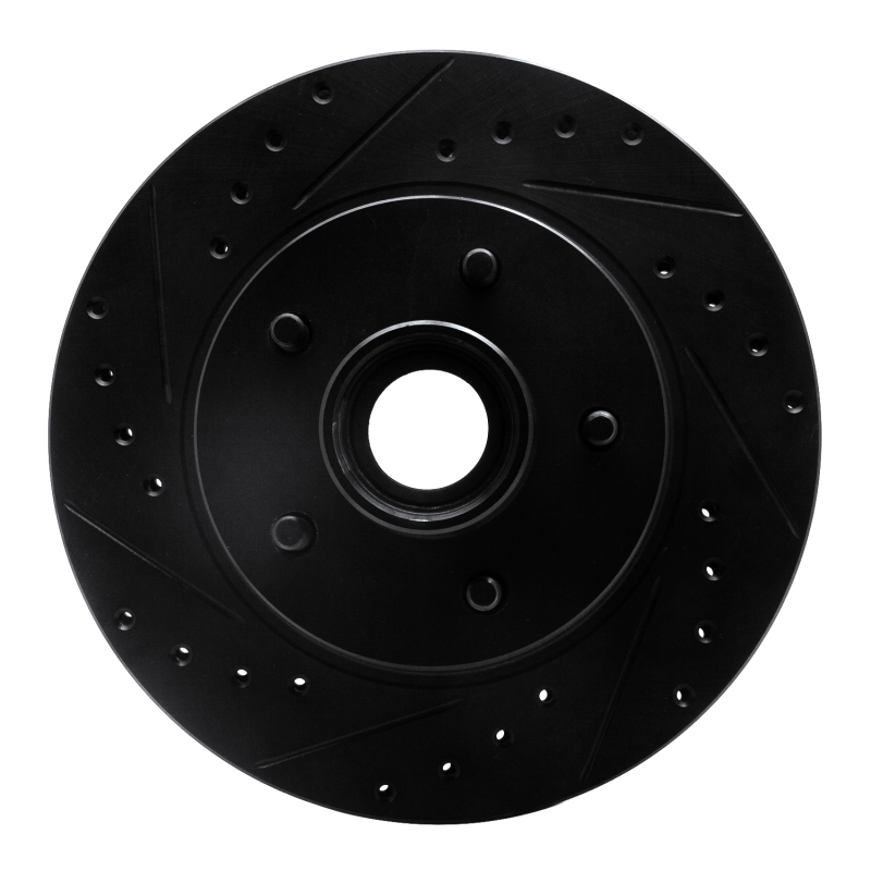 R1 93-95 Chevrolet G20 Front Left Drilled & Slotted Black Brake Rotor