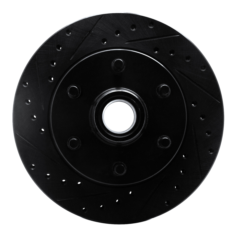 R1 94-02 Chevrolet C2500 Front Left Drilled & Slotted Black Brake Rotor