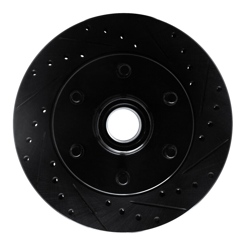 R1 94-02 Chevrolet C2500 Front Right Drilled & Slotted Black Brake Rotor