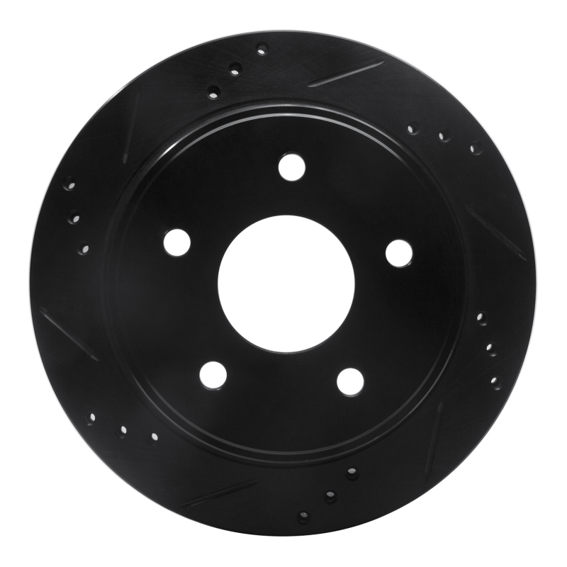 R1 97-05 Chevrolet Blazer Rear Left Drilled & Slotted Black Brake Rotor