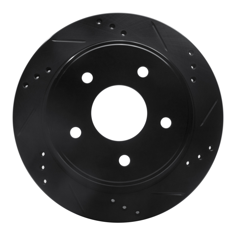 R1 97-05 Chevrolet S10 Rear Right Drilled & Slotted Black Brake Rotor
