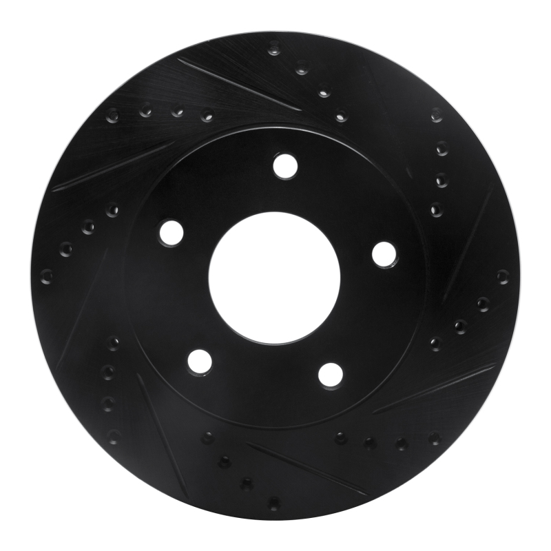 R1 97-05 Chevrolet S10 Front Right Drilled & Slotted Black Brake Rotor