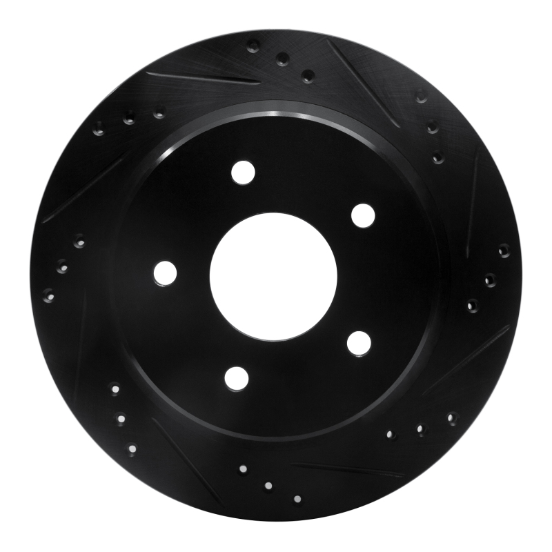 R1 98-05 Chevrolet S10 Rear Right Drilled & Slotted Black Brake Rotor