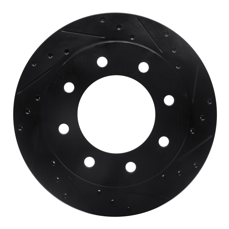 R1 99-25 Chevrolet Express 3500 Rear Right Drilled & Slotted Black Brake Rotor