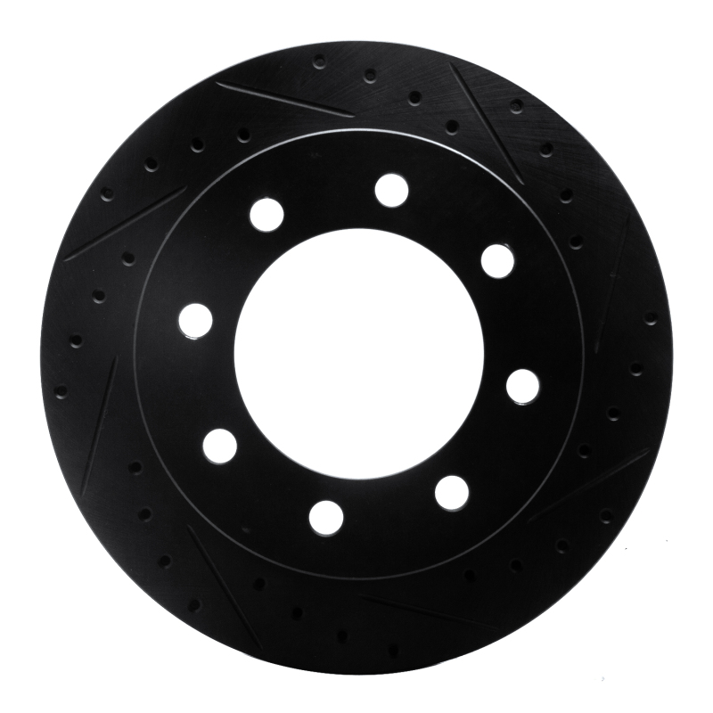R1 99-20 Chevrolet Express 2500 Rear Right Drilled & Slotted Black Brake Rotor