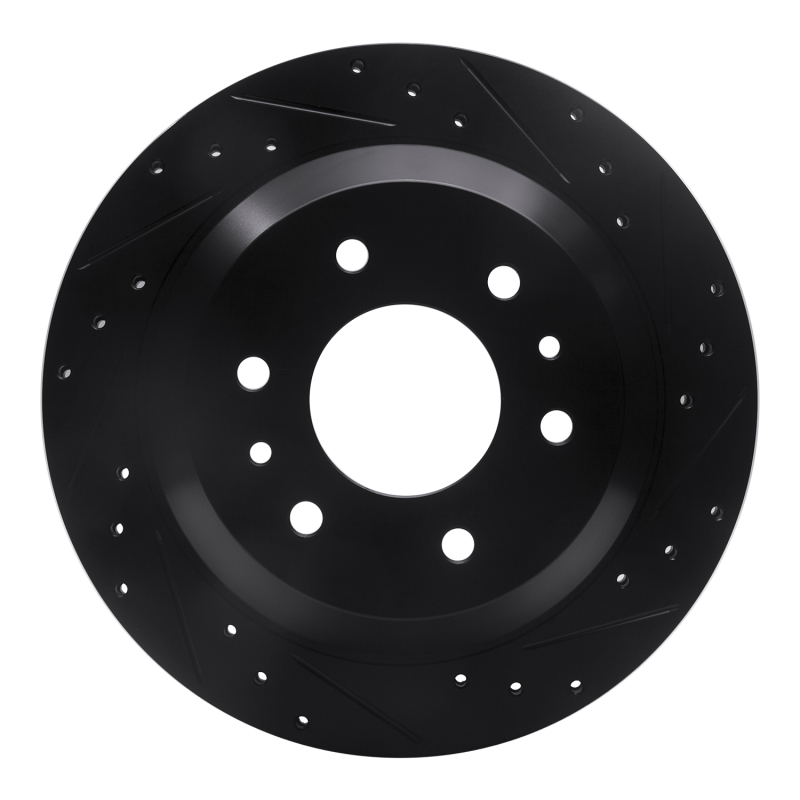 R1 02-09 Buick Rainier Rear Right Drilled & Slotted Black Brake Rotor