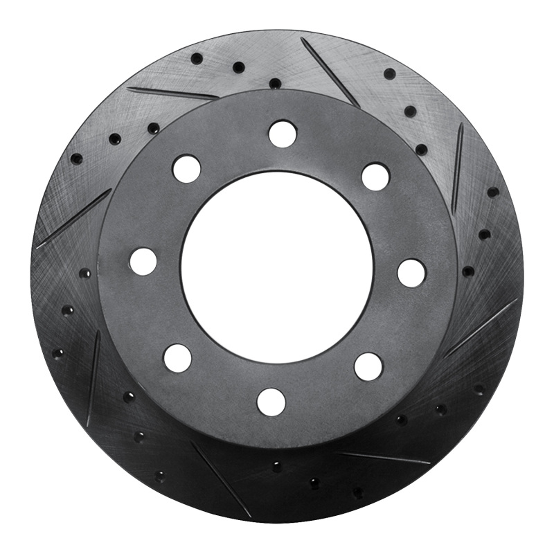 R1 03-05 Chevrolet Silverado 1500 Rear Right Drilled & Slotted Black Brake Rotor