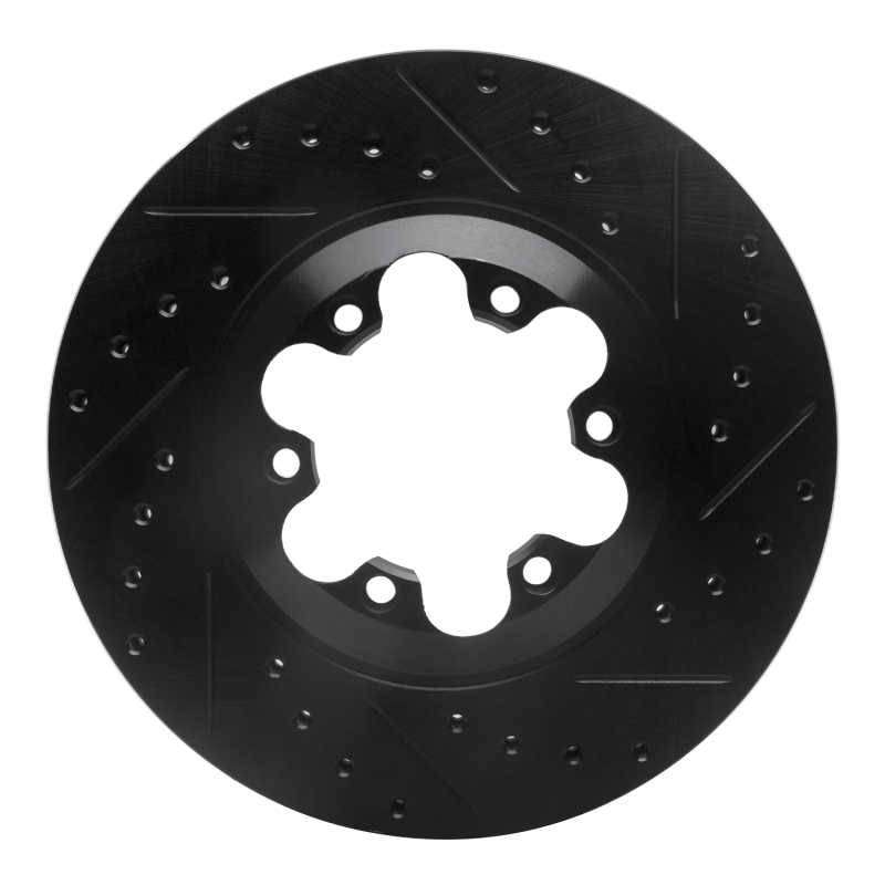 R1 04-08 Chevrolet Colorado Front Right Drilled & Slotted Black Brake Rotor